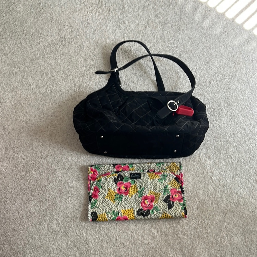 Vera Bradley quilted diaper bag with changing pad